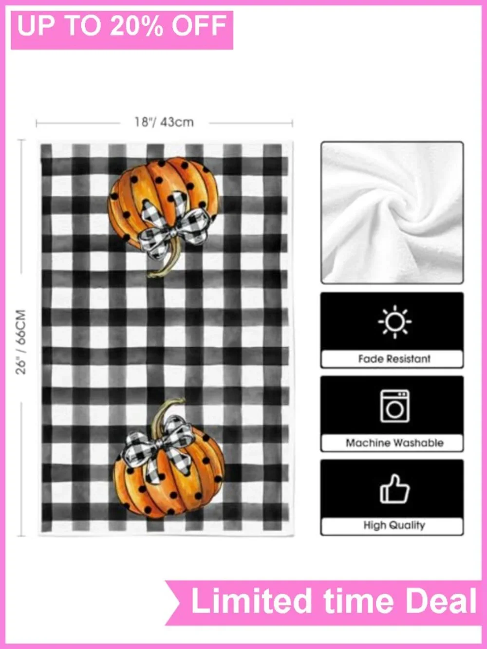 Halloween Kitchen Towels Set of 4 18x26 Inch Absorbent Polyester